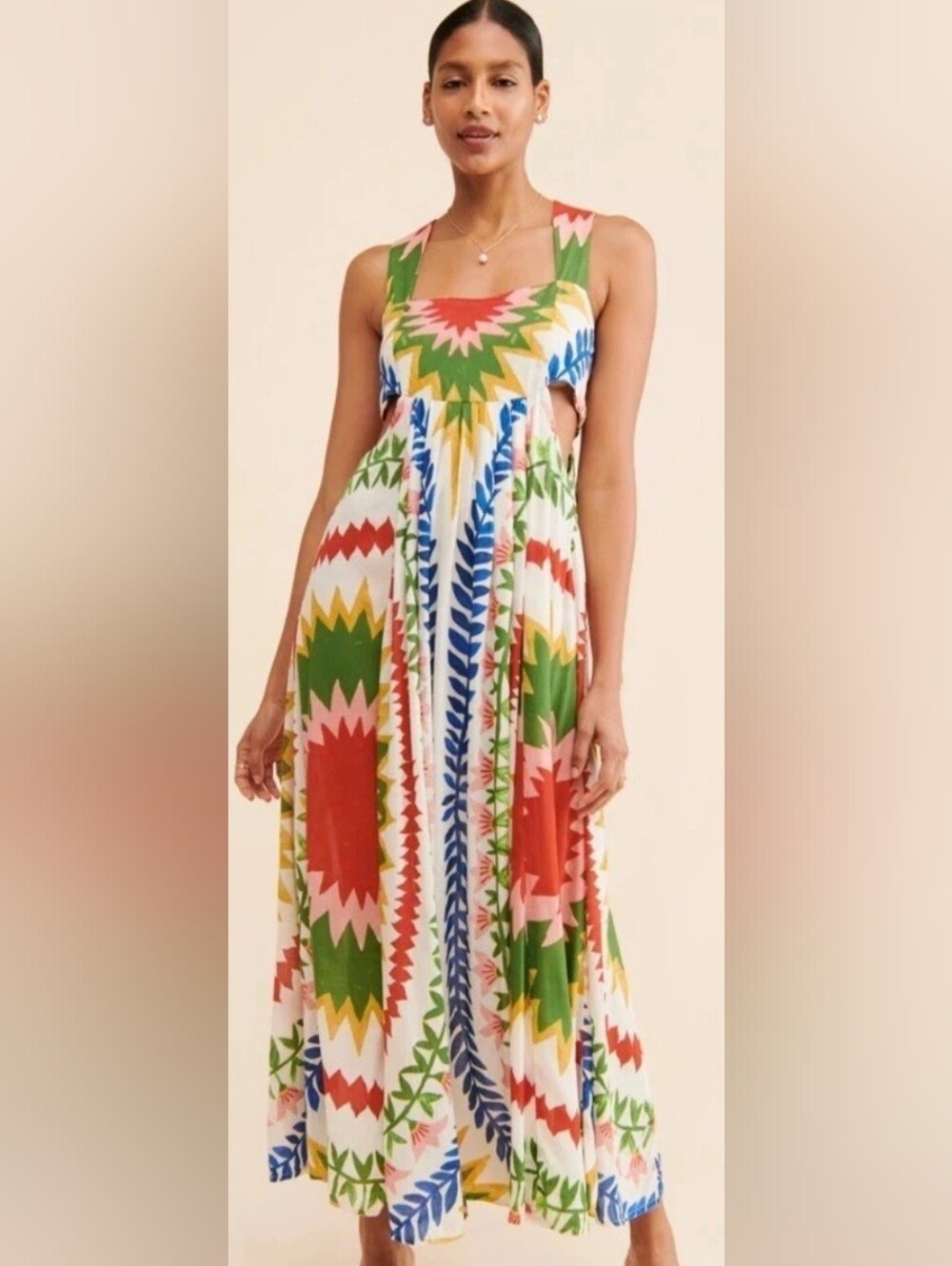 Anthropologie Multicolor Starburst Maxi Tank Dress. Size M - Picture 2 of 10